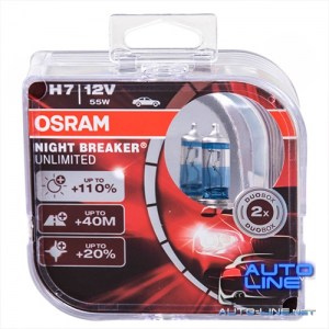 Автолампа OSRAM Night Breaker Unlimited +110% H7 12V 55W PX26d (64210NBU-HCB BOX)