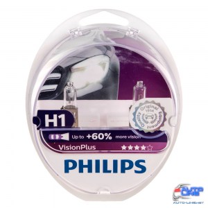 Автолампа Philips Vision Plus H1 +60% 12V 55W P14,5s 2 шт. (12258VPS2) (12258VPS2)