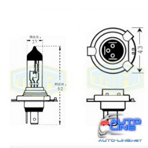 Лампа автомобильная Галогенная лампа для фары Trifa H4 12V 100/80 W gold (91671)