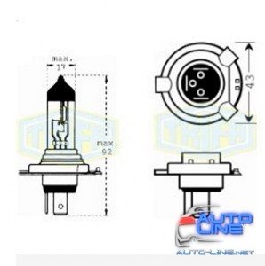 Лампа автомобильная Галогенная лампа для фары Trifa H4 12V 55W Xenon +50% (51660)