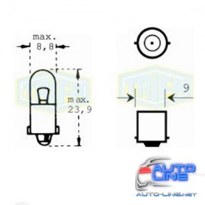 Лампа автомобильная BA9s индикаторная лампа Trifa 12V 2,0W (00117)