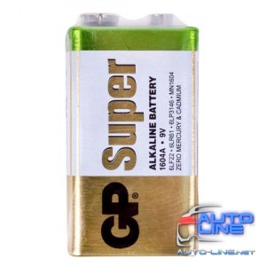 Батарейка GP SUPER ALKALINE 9V 1604AEB-5S1 щелочная, 6LF22 (4891199006500)