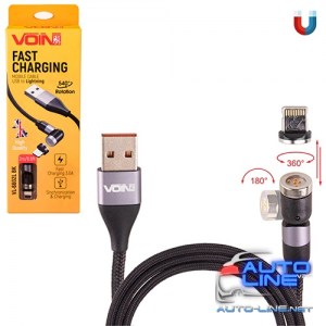 Кабель магнитный шарнирный VOIN USB - Lightning 3А, 2m, black (быстрая зарядка/передача данных) (VL-6602L BK)