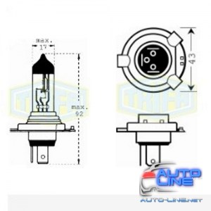 Лампа автомобильная Галогенная лампа для фары Trifa H4 12V 60/55W PRIME (51661)