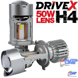 Мини LED-линзы H4 ближний/дальний свет 50Вт 9-32В  -  DriveX LE-09 H4 Mini led lens (комплект)