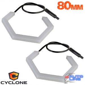 Cyclone 2AE U2 80mm White+Yellow - LED-кольца подсветки ломанные линии с поворотами, ангельские глазки