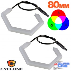 Cyclone 2AE V2 80mm RGB - RGB LED-кольца подсветки ломанные линии, разноцветные ангельские глазки RGB ломанные линии, Для линз диаметром 2,5