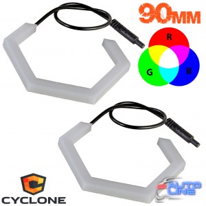 Cyclone 2AE V4 90mm RGB - RGB LED-кольца подсветки ломанные линии, разноцветные ангельские глазки RGB ломанные линии, Для линз диаметром 3 дюйма, разноцветные ангельские глазки с поворотами