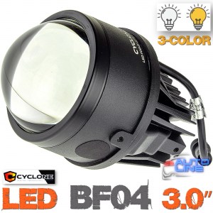 Cyclone LED BF04 3.0 3-Color — трехцветная противотуманная Bi-Led линза 3000К/4300К/6000К, 3 дюйма (76мм), белый/желтый свет, 45W