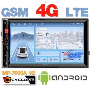 Cyclone MP-7099A v2 — магнитола 2 DIN ANDROID, автомобильный мультимедийный центр ANDROID GSM 4G LTE