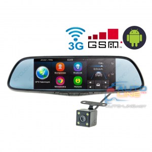 CYCLONE MR-250 AND 3G — салонное зеркало Android на штатном креплении с 2-канальным видеорегистратором и камерой заднего вида, GSM + 3G