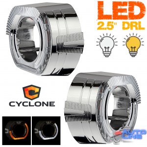 Cyclone S-49 (2.5) DRL+TURN — комплект LED-масок с ангельскими глазками для линзы 2.5 дюйма, DRL (ДХО ангельские глазки + повороты)