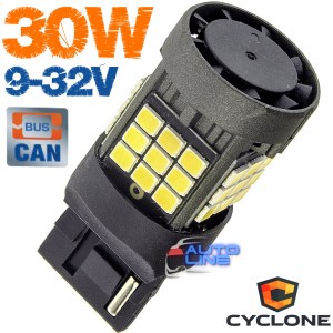 Cyclone S25-096 CAN 2835-36 9-32V — мощная CAN LED-лампа T20 (7440 W21W) 30Вт с вентилятором