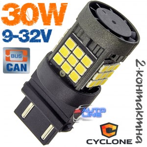 Cyclone T25-004(2) CAN 2835-36 9-32V — мощная CAN 2-контактная LED-лампа Т25 (3157, W21/5W двухконтактная) )30Вт с вентилятором