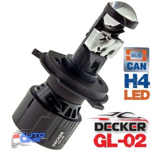 Decker LED GL-02 5K H4 H/L — мини LED-линза H4, светодиодная лампа-линза H4 5000K