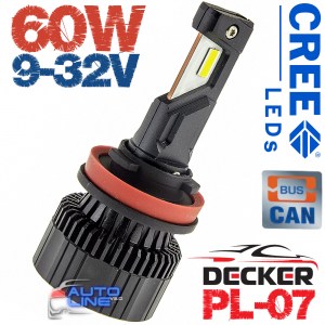 Decker LED PL-07 6K H11 — мощные LED-лампы H11 с обманкой 9-32В 6000K/12000Lm CREE Leds