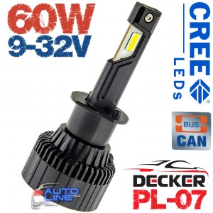 Decker LED PL-07 6K H1 — мощные LED-лампы H1 с обманкой 9-32В 6000K/12000Lm CREE Leds