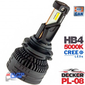 Decker LED PL-08 5K 9006 — мощная LED-лампа HB4/9006 5000K с обманкой 13000Lm CREE Leds 9-16В