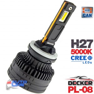Decker LED PL-08 5K H27 — мощная LED-лампа H27 5000K с обманкой 13000Lm CREE Leds 9-16В