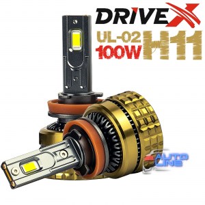 DriveX UL-02 H11/H8 6K 100W CAN 12V — мощные LED-лампы H11/H8 с обманкой 6000K/18000Lm 100 Вт