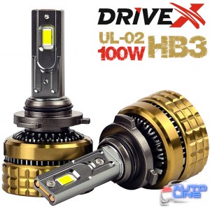 DriveX UL-02 HB3/9005 6K 100W CAN 12V — мощные LED-лампы HB3/9005 с обманкой 6000K/18000Lm 100 Вт