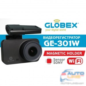 Globex GE-301W - автомобильный SuperHD видеорегистратор с магнитным креплением и Wi-Fi модулем
