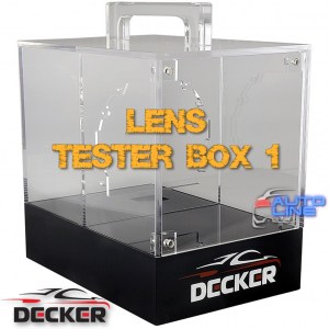 Lens tester box 1 - Рекламний скляний стенд для тестування лінз з АКБ, тестер лінз авто