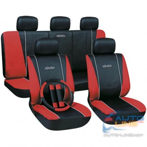 MILEX Tattoo AG-27009/7 — набор чехлов для сидений автомобиля, черно-красные
