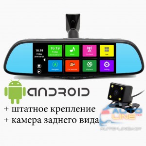 Prime-X 107 Android - зеркало-видеорегистратор ANDROID с GPS